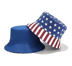 Bucket Hat Cotton Double-Side-Wear Reversible Sun Hat for Women Men, Summer Vacation Travel Beach Packable Fisherman Hat