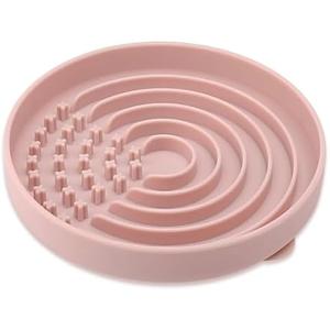Evenco Slow Feeder Dog Bowls, Slowdown Bowl - Puzzle Silicone Dog Feeding Bowls with Suction Cups, Innovative Lick Mat, Healthy Eating, Dishwasher Microwave Safe, Mealtime Challenge, 7.5" x 1.3"Pink