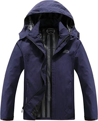 OTU Men's Lightweight Waterproof Hooded Rain Jacket Outdoor Raincoat Shell Jacket for Hiking Travel Large