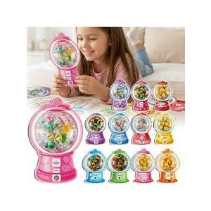 Valentines Day Cards for Kids School, Valentines Bubble Gum Machine Candy Cards DIY Exchange Gifts Set with Plastic Dome for Boys Girls School Party Supplies, 24 Pack, Not Included Candy (Pink)