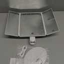 deweisn Floor Mount Tri-Fold Lighted Vanity Mirror with 21 LED Lights, Touch Screen and 3X/2X/1X Magnification, Two Power Supply Modes Make Up Mirror,Travel Mirror (White)