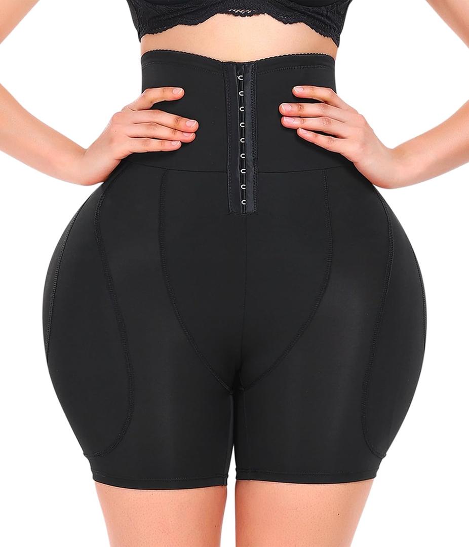 Padded Shapewear Hip Pads Shapewear Tummy Control Butt Padded Underwear For Women (5X-Large, Black)