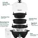 Elite Gourmet EGC-007B# Rapid Egg Cooker, 7 Easy-To-Peel, Hard, Medium, Soft Boiled Eggs, Poacher, Omelet Maker, Auto Shut-Off, Alarm, 16-Recipe Booklet, Black