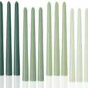 10" Green Taper Candles-12 Pack Green Candlesticks-Unscented Dripless Candles 8 Hour Burn for Spring, Home Decor, Dinner, Holidays, Weddings,Christmas Home Decor