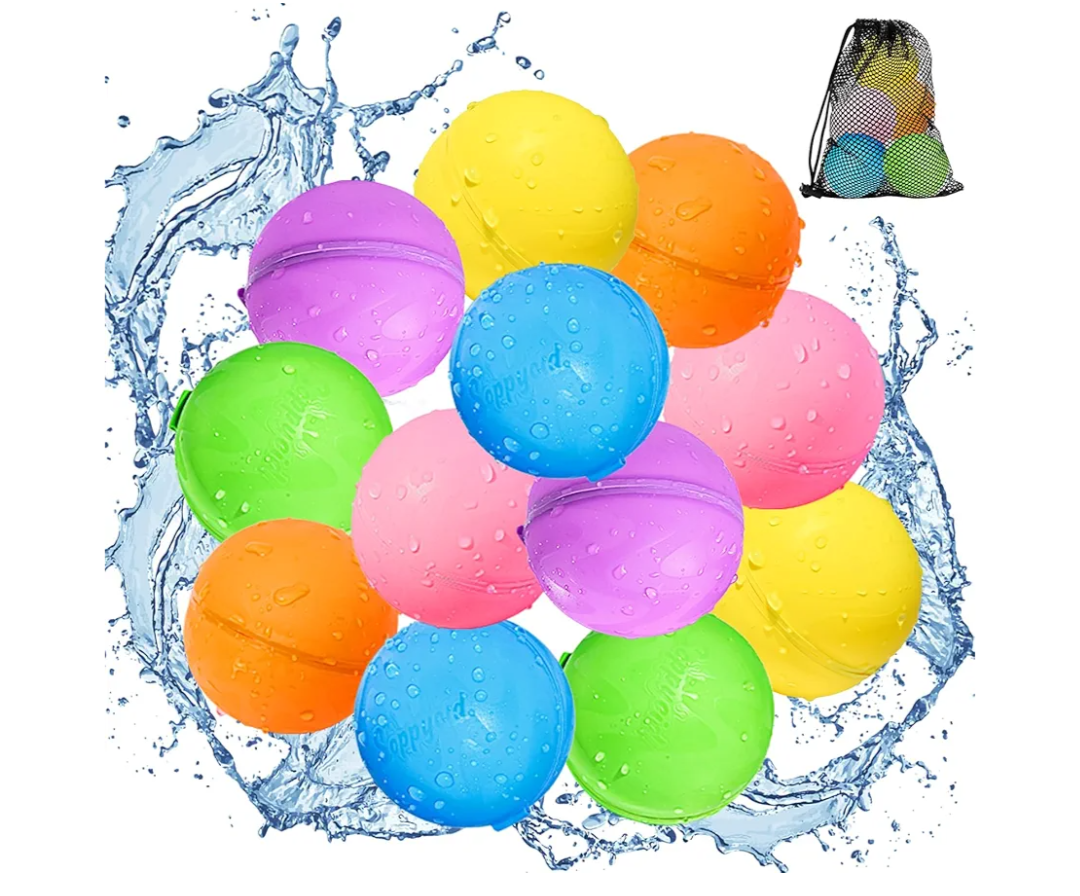 SOPPYCID Reusable Magnetic Water Balloons, 12 Pack Refillable Water Bombs Self Sealing Quick Fill, Latex-Free Silicone Outdoor Toys for Kids Adults Summer Fun Pool Beach Water Toys Birthday Gifts