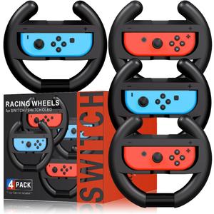 Steering Wheel for Mario Kart Nintendo Switch, Switch Racing Steering Wheel for Mario Kart 8 Deluxe Compatible Nintendo Switch/Switch OLED, Switch Joy Con Controller Race Accessories (Upgrade 4 Pack) Steering Wheel for Mario Kart Nintendo Switch, Switch Racing Steering Wheel for Mario Kart 8 Deluxe Compatible Nintendo Switch/Switch OLED, Switch Joy Con Controller Race Accessories (Upgrade 4 Pack)
