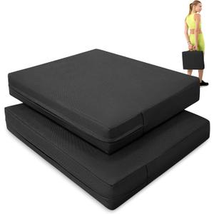 2 Pcs Stadium Seat Cushions Water-Repellent Bleacher Seat Cushions Indoor & Outdoor Seat Cushion for Bleachers Portable Stadium Cushion for Sports Events, Office Chairs, Beaches (Black)