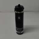 Hydro Flask Water Bottle - Insulated Stainless Steel - Wide Straw Lid, Non Spill, Leakproof in 24 Oz, Black 