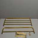 DDS-DUDES Gold Bathroom Towel Rack Towel Shelf with Double Towel Bars Lavatory Wall Mount Holder with Hooks Golden Stainless Steel Hotel Bath Rack 23 inches