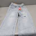 PATPAT Girls Wide Leg Jeans Size 4-14 Years Elastic Waist Ultra Stretch Baggy Jeans with Pockets (Light Blue Ripped, 6-7 Years)