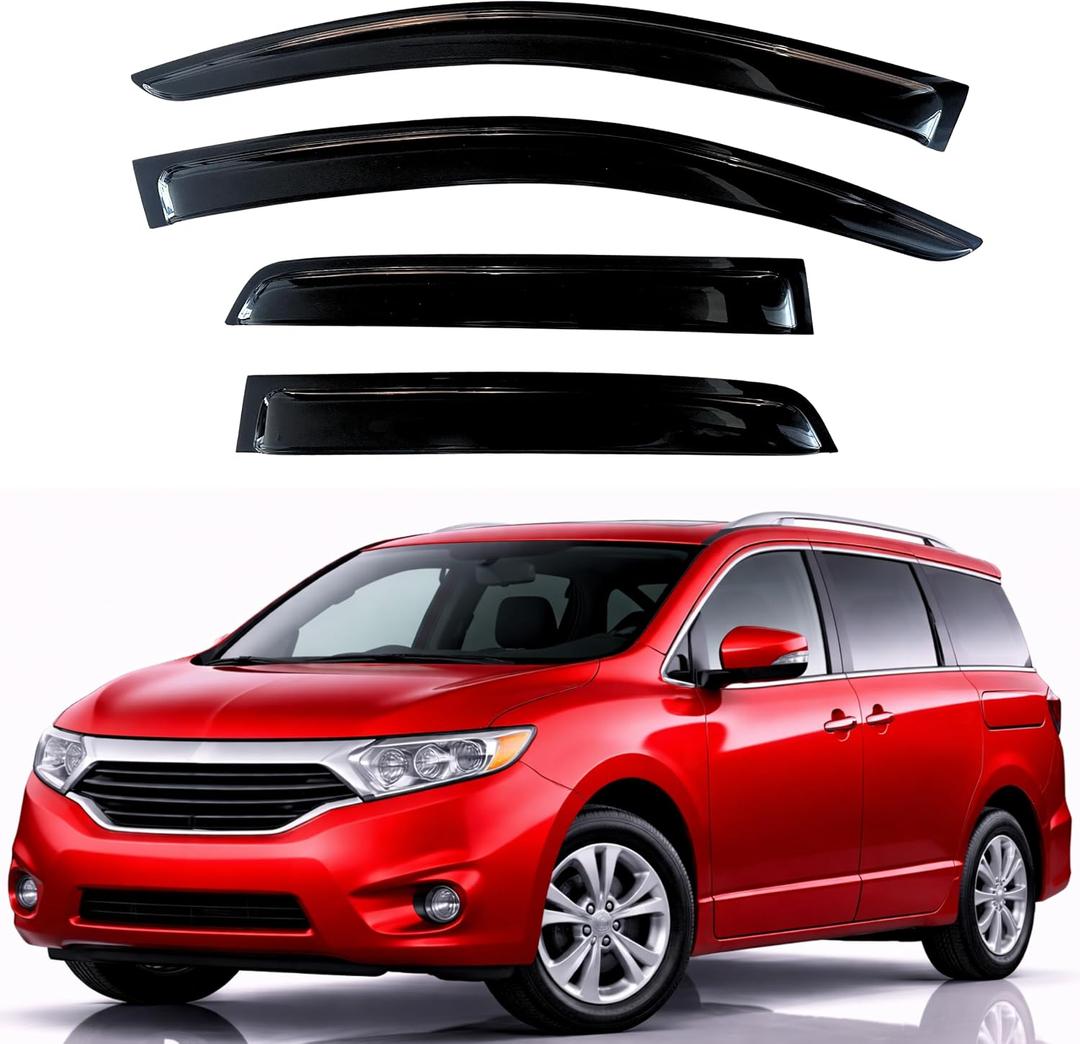 KPY Rain Guards Fit for 2011-2017 Nissan Quest, Out-Channel Window Visors Vent Wind Deflectors 4PC, Car Accessories for 11-17 Quest