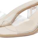 vivianly Women's Low Block Heels Sandal Square Open Toe Chunky High Heels Slip on Heeled Sandals Mules Slide for Party Wedding Dress Shoes