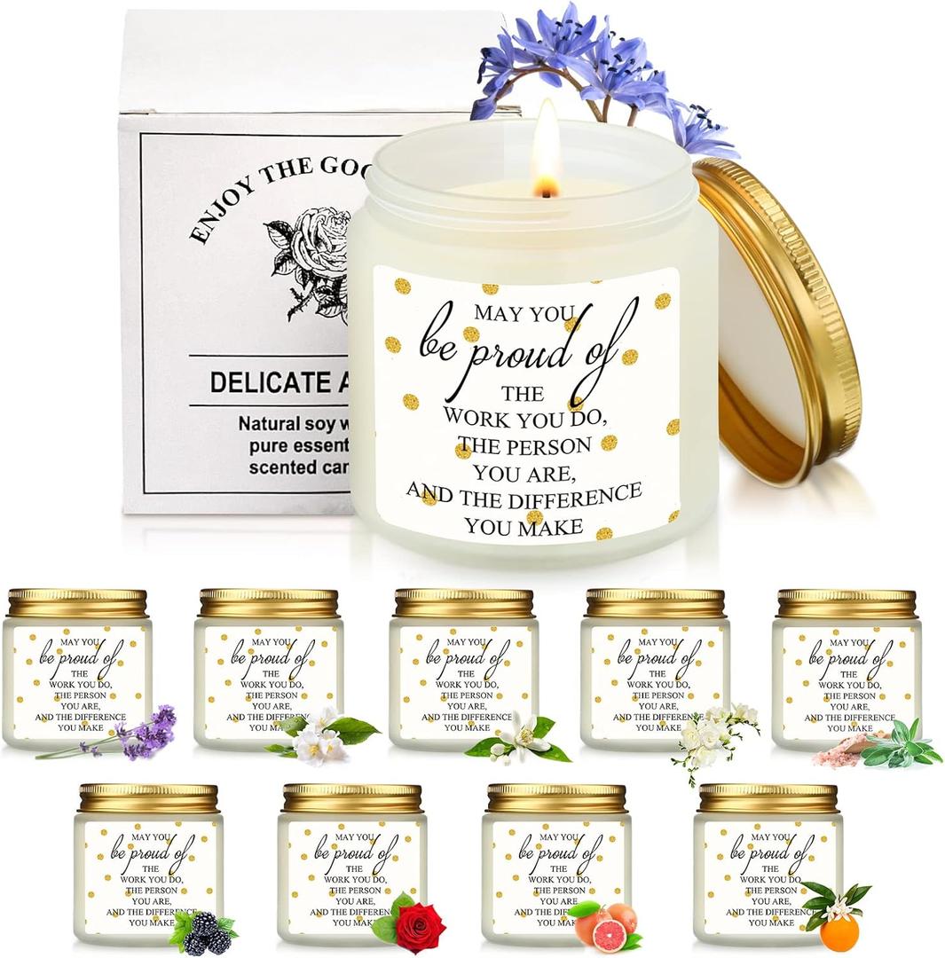 Fumete 50 Pcs Thank You Candles Bulk for Teacher Inspirational Scented Candles Set 3.5 oz May You Be Proud of The Difference Make Employee Appreciation Gifts for Secretaries Nurse Volunteer(White)