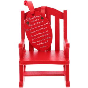 Red Miniature Rocking Chair, 3.34 Inch Small Wooden Ornaments Dollhouse Furniture Vintage Home Decor Christmas Decoration