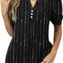 Kistore Women's Short Sleeve Tops Dressy Casual Business Work Blouses V Neck Chiffon Top Office Shirts (Black, XL)
