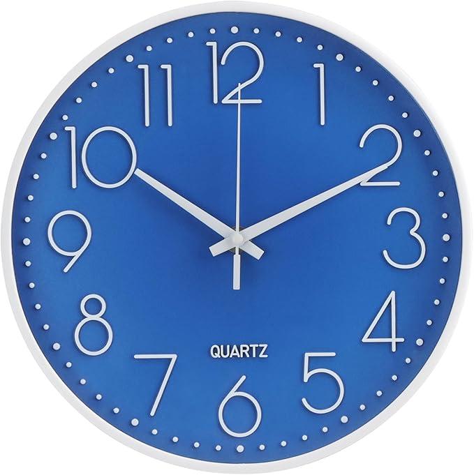 Wall Clock Non-Ticking Silent Modern Simple Style Round Decor Clock Stereoscopic Dial Quartz Wall Clocks for Home/Office/School/Living Room/Bedroom/Kitchen