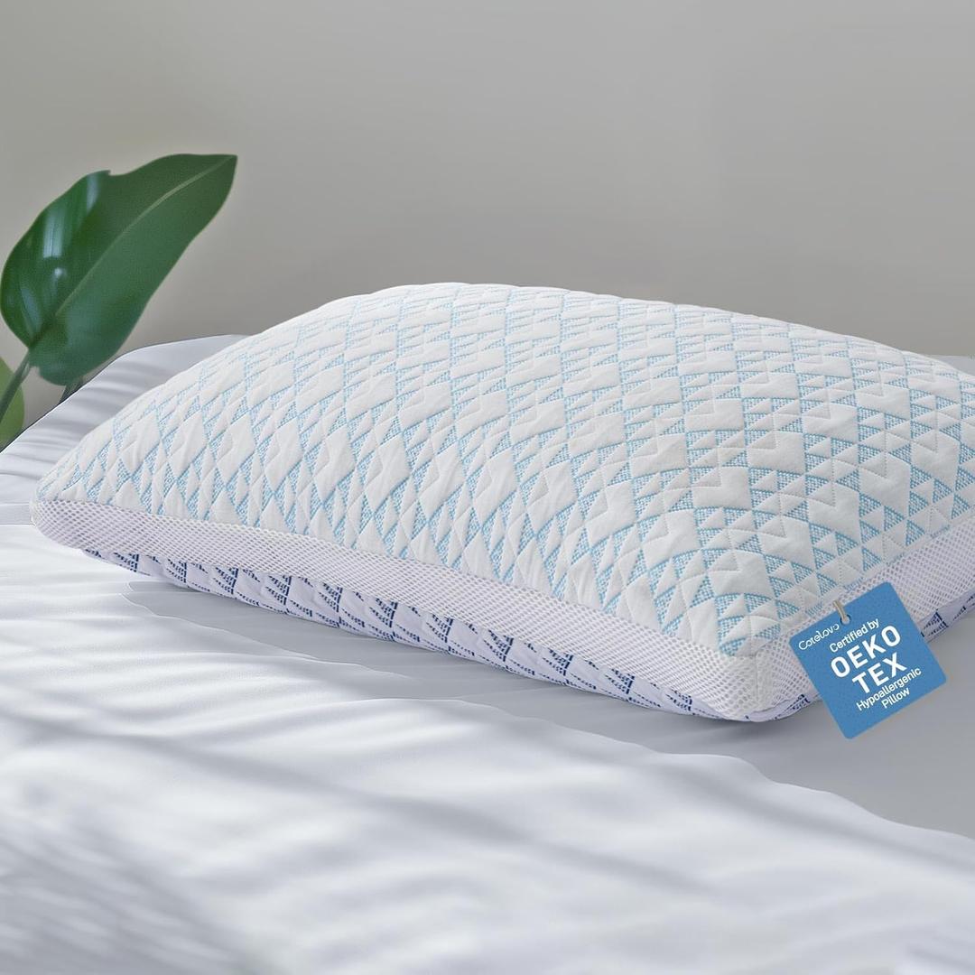 Shredded Memory Foam Cooling Soft Bamboo Viscose Pillow King Size, Adjustable Hypoallergenic Hotel Quality Bed Pillow for Side, Back and Stomach Sleeper, Oeko-TEX Certified