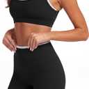 SUUKSESS Women 2 Pieces Workout Sets Padded Spaghetti Straps Camis High Waist Biker Shorts (Black, M)