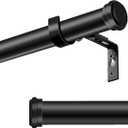 Adjustable Black Curtain Rod Set, 1-Inch Diameter, Heavy-Duty, Easy Installation - Curtain Rods for Windows 72 to 144 Inches(Black,30-144")