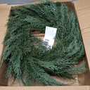 Zeyune 24 Real Touch Christmas Cedar Wreath for Front Door Extra-Full Large Artificial Green Pine Wreath Faux Pine Green Wreaths for Xmas Home Indoor Outdoor Wall Window Farmhouse Fireplace Decor