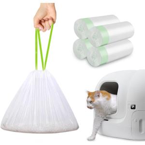 120 Pack Cat Litter Box Liners with Drawstring, Heavy Duty Cat Litter Box Liners Waste Bags Replacement