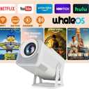 [Netflix Licensed] Smart Mini Projector 320ANSI Native 1080P 4K Support with Official Apps, Portable Projector with WiFi and BT for Home Theater/Outdoor/Bedroom HY320 NTV (White)