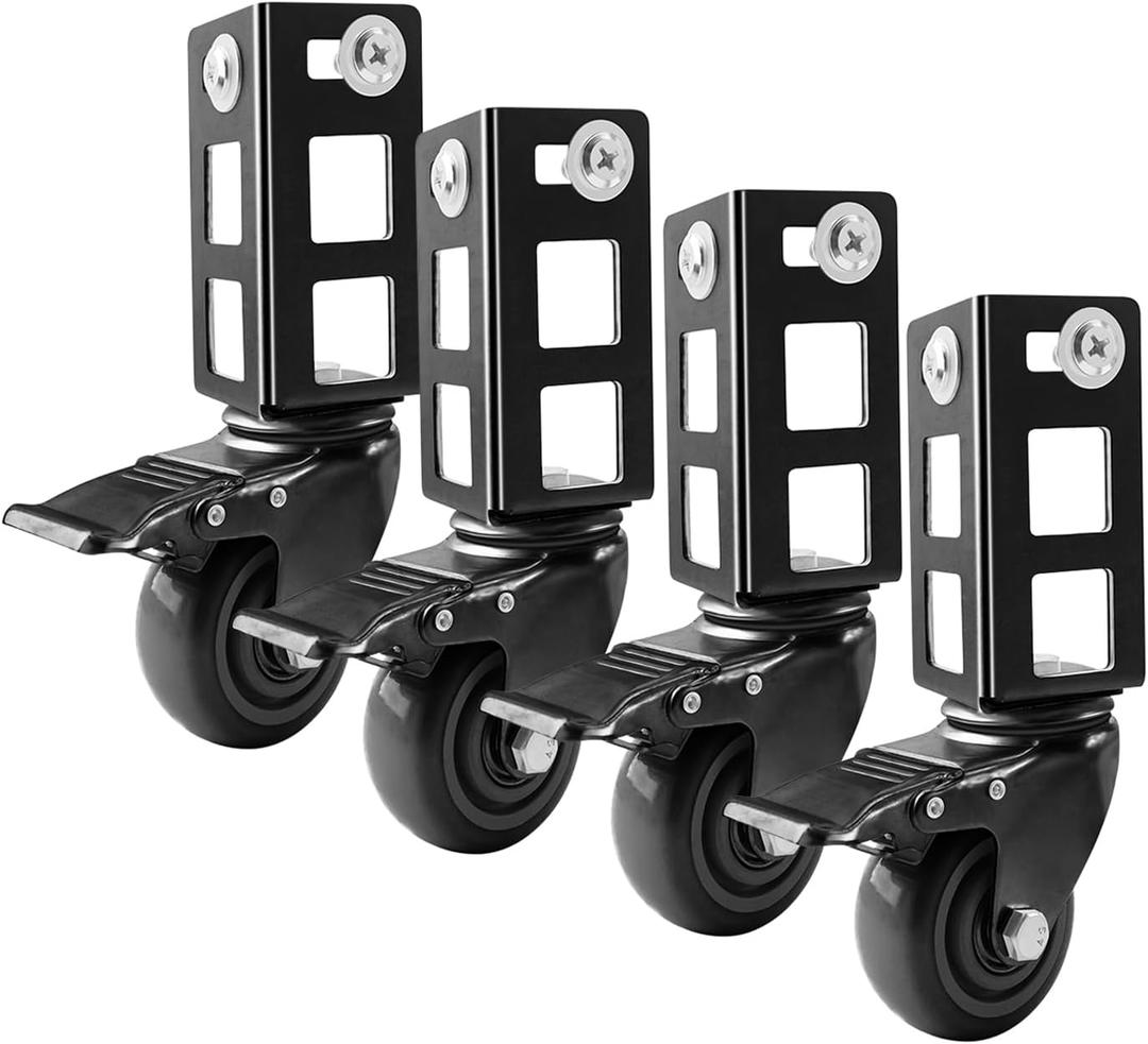 4PCS Storage Rack Caster Wheels,3" Heavy Duty Locking Caster Wheels Warehouse Shelf & Storage Racks Accessories,Fit for Boltless Self Locking Shelving Racks,500LB Capacity(Black)