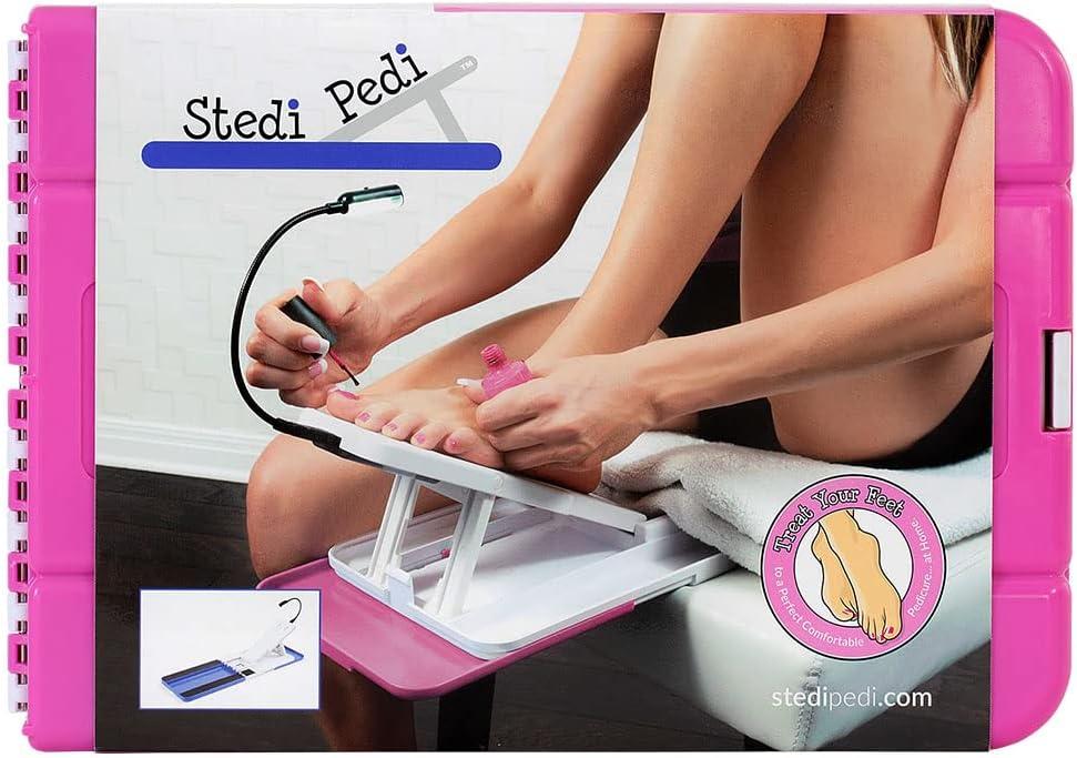 Professional Home Pedicure Kit - Includes Task Light - Paint Nails with Ease Using Pedi Assistant Tool - DIY for Women of All Ages (Pink)
