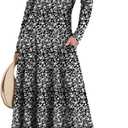 ANRABESS Women's Long Sleeve Maxi Dress, Button Down, A-Line Fit & Flare Flowy, Fall Casual Work Vacation Long Dresses (XL)