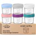 DEHOV 6-Piece Glass Baby Food Containers with Lids,4 OZ Small Glass Freezer Safe Baby Food Storage Jars,Leak Proof Baby Food Grade Puree Containers