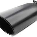 5 inch Inlet Exhaust Tip, 6" Outlet 15" Overall Length Stainless Steel Exhaust Tail Pipe, Bolt-On, Rolled Edge, Slant Sleek Angle Cut, Polished Tailpipe, Black