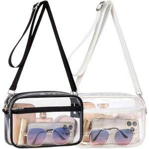 PACKISM Clear Bag for Stadium Events - Clear Purses for Women Stadium Crossbody Concert Bag for Game Day, Sports, Festival (2 Pack Black & White) PACKISM Clear Bag for Stadium Events - Clear Purses for Women Stadium Crossbody Concert Bag for Game Day, Sports, Festival (2 Pack Black & White)