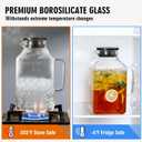 1 Gallon Square Glass Pitcher with Lid and Spout, Borosilicate Glass Carafe for Hot/Cold Drink, Water Pitchers with Handle for Fridge, Extra Large Jug for Iced Tea, Coffee, Juice, Beverage, Black
