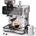 PULZO Espresso Machine with Grinder, 20 Bar Professional Coffee Machine, All-in-One Stainless Steel Coffee Maker with Milk Frother, to Make Latte, Cappuccino, 67oz Detachable Water Tank