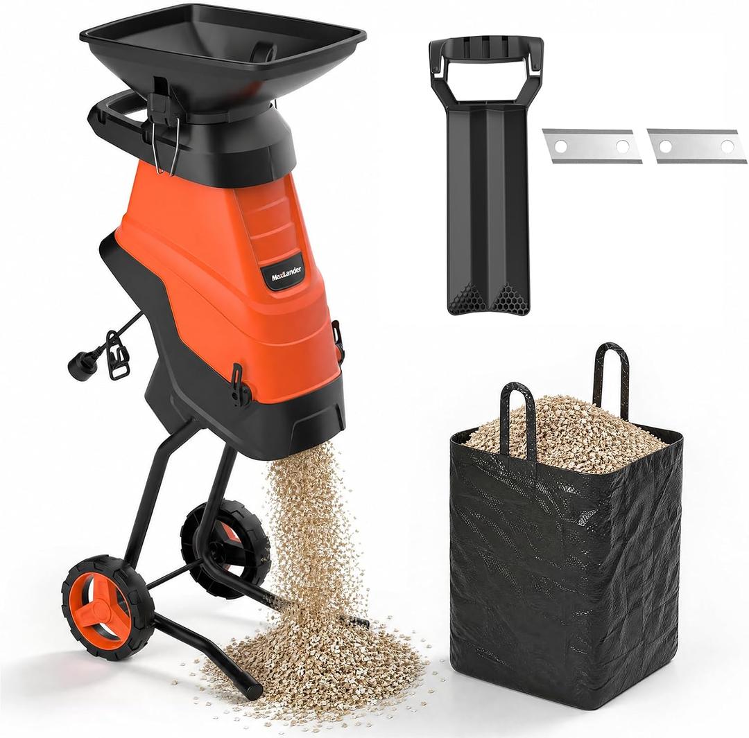 MAXLANDER 15-Amp Electric Wood Chipper Shredder, 1.75" Cutting Capacity