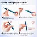 WRITECH Clictek Fountain Pen Set: Retractable Style Blue Ink Medium Nib Transparent Barrel, Includes 5 Ink Cartridges for Gift Set, Smooth Writing No Leaking