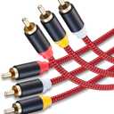 Audio Video RCA Cable 3Ft,3RCA Male to 3RCA Male 24K Gold Plated Composite AV Cable Compatible with Set-Top Box,Speaker,Amplifier,DVD Player and More(3Ft/1M)