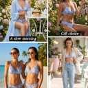 Avidlove Wireless Lace Lingerie Set Floral Print Bra and Panty Sets Cute Naughty Outfits (Blue, L)
