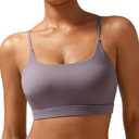 RUNNING GIRL Y-Back Sports Bras for Women, Medium Impact Wirefree Padded Bra Workout Crop Top Longline Sports Bra Push up (Large, Purple)