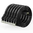 Cat 6 Ethernet Cable 3ft (6 Pack) (at a Cat5e Price but Higher Bandwidth) Flat Internet Network Cable - Cat6 Ethernet Patch Cable Short - Black Computer Cable with Snagless RJ45 Connectors