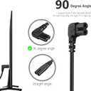 10FT Longer TV Power Cord Replacement for Samsung TV 24" 32" 40" 43" 48" 49" 50" 55" 60" 65" 75", UN40 UN43 UN48 Charger Cable, 90 Degree Angled 18AWG 2-Prong to L-Shaped C7 Samsung Power Cord