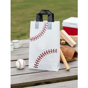 Baseball Party Gift Bags, Baseball Goodie Bags Favors Sport Theme Party Favor Practical Gift Bag for Birthday Presents Packing Candy Snack Goodie Storage (White, Red), 50 Pieces