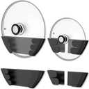 Universal Adjustable Pot Lid Holder Organizer for Cabinet - Upgraded Patented Niceyos 4 Pack Pan Lids Organizers Inside Cabinet Door Wall Mount Pots Top Rack for Kitchen Cupboard Fit 6" to 13" (Black)