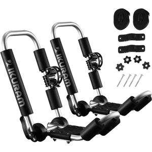 Kayak Roof Rack, Aluminum Kayak Carrier Folding J-Style Universal 3-in-1 Multifunction for Canoe, SUP, Kayaks, Surfboard Rooftop Mount on SUV, Car and Truck Crossbars (Unilateral)