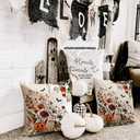 RABUSOFA Halloween Pillow Covers 20x20 inch Set of 2 Pumpkin Ghost Bat Decorative Throw Pillow Horror Floral Wildflowers Couch Cushion Case Decorations for Sofa Bedroom Living Room Home Decor (Multicolor)