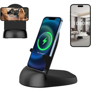 Wlofoisz Dome Security Camera, 2.4/ 5GHz Smart Indoor Baby/ Pet Monitoring Cam with Wirless Charger, Motion Detection, Phone APP, Rotate Lens 250°Viewing Angle for Home Security