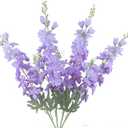 FERIAL Purple Artificial Delphinium Flowers Silk Larkspur Flowers Faux Snapdragon Long Stem Fake Plant Spray Arrangement for Home Office Garden Wedding Table Vase Decor (Purple)