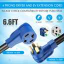 Kanayu 6.6 FT 4 Prong Dryer/EV Extension Cord 30 Amp NEMA 14-30P to 14-30R for Level 2 EV Charging and Dryer Power Flexible Cable STW 10 Gauge Cord with Grip Handle ETL Listed (Blue and Black)