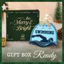 5 x Swimming Xmas Ornament 2025 - Wood Acrylic Christmas Medal Ornament for Swimmers - Pool Sports Gift for Athletes, Teens, Coaches, Boys & Girls