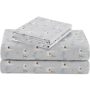 Comfort Spaces 100% Cotton Sheet Set Breathable, Lightweight, Soft with 14" Elastic Pocket Fits up to 16" Mattress, All Season Cozy Bedding, Matching Pillow Case, King Lama Multi 4 Piece